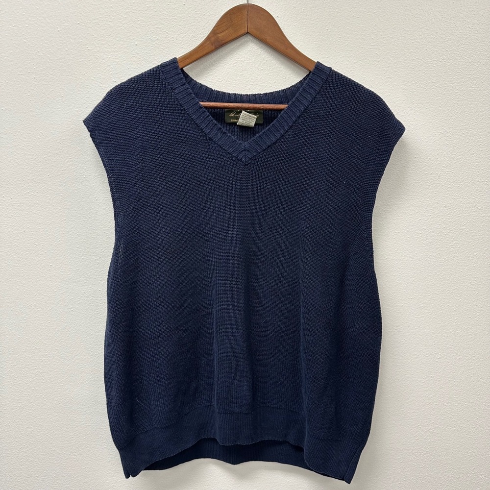 Orvis Knit‎ Linen V-Neck Sweater Vest Navy XL